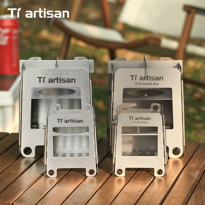 Outdoor Camping Stove Wood - Tiartisan ステンレス鋼キャンプストーブ ミニポータブルマルチ燃料ストーブ 屋外折りたたみ式コンパクトウッドバーナー 収納バッグ付き