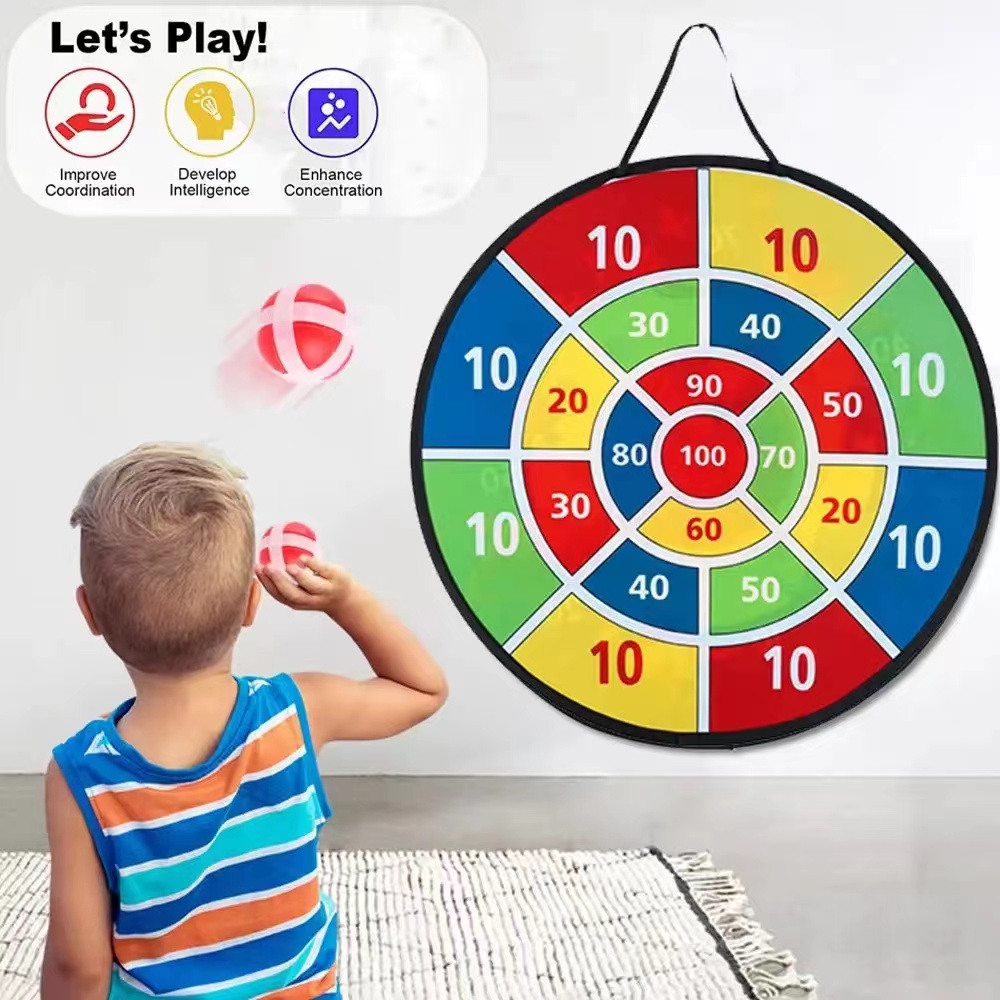 Outdoor Camping Games For Kids - 粘着ボール付き大型ダーツボード 家族向けインタラクティブゲーム 教育的算数 室内/屋外スポーツ玩具 ギフト