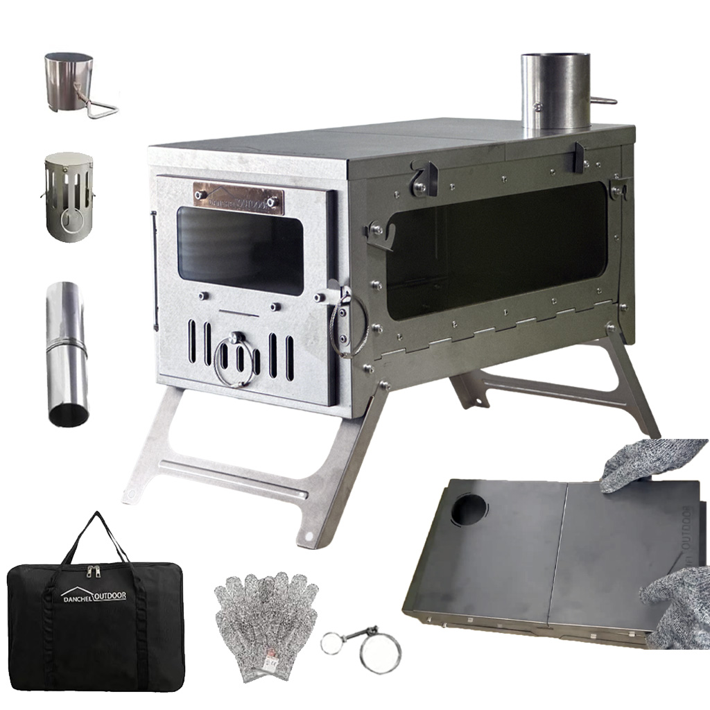 Outdoor Camping Usa - アメリカ倉庫 TSG チタン製テントストーブ 折りたたみ式薪ストーブ ポータブル 煙突付き