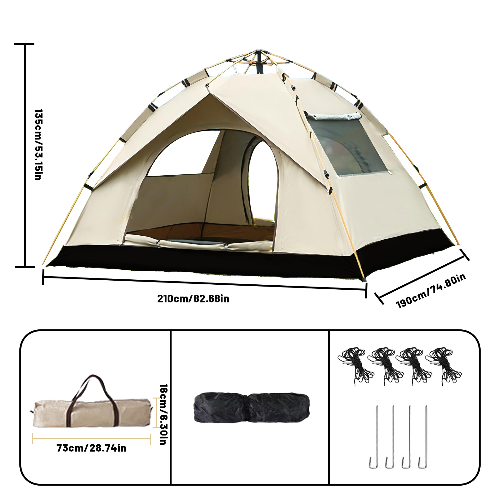 Outdoor Camping Automatic Quick Opening Tent - 屋外自動クイックオープンテント、自動日よけテント、釣り用ビーチシェードキャノピー、3～4人用キャンプテント