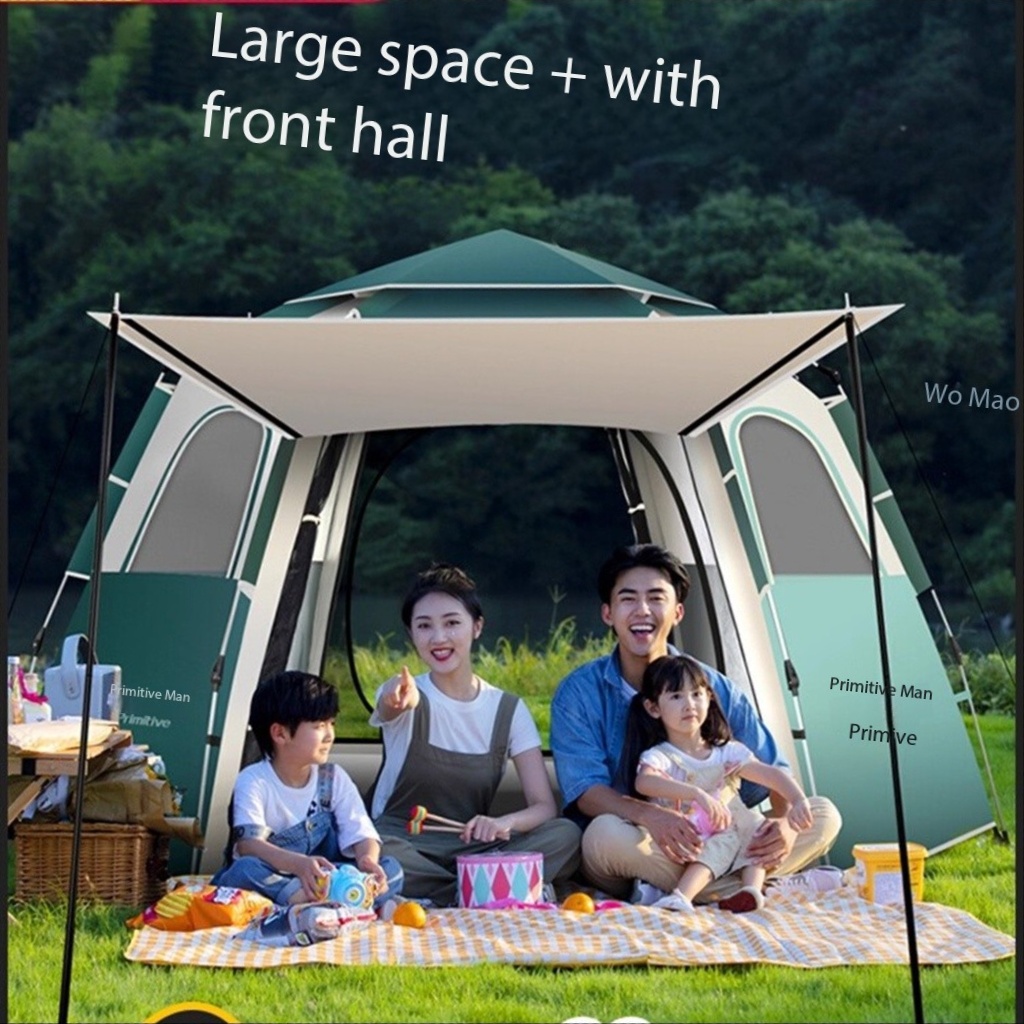Outdoor Camping Automatic Quick Opening Tent - キャンプ用品特価セール 6～8人用キャンプテント 防水・防風・日よけ 簡単設営 ファミリーテント アウトドア用