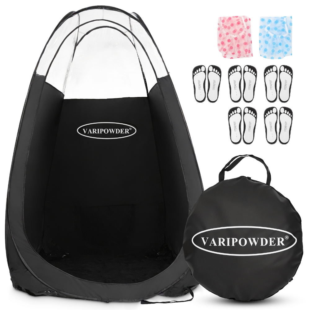 Outdoor Camping Automatic Quick Opening Tent - 黒色のスプレータンニングテント、ポータブル屋外キャンプ用トイレ/シャワーテント、収納バッグ付きポップアップタンニングブース、透明窓付き