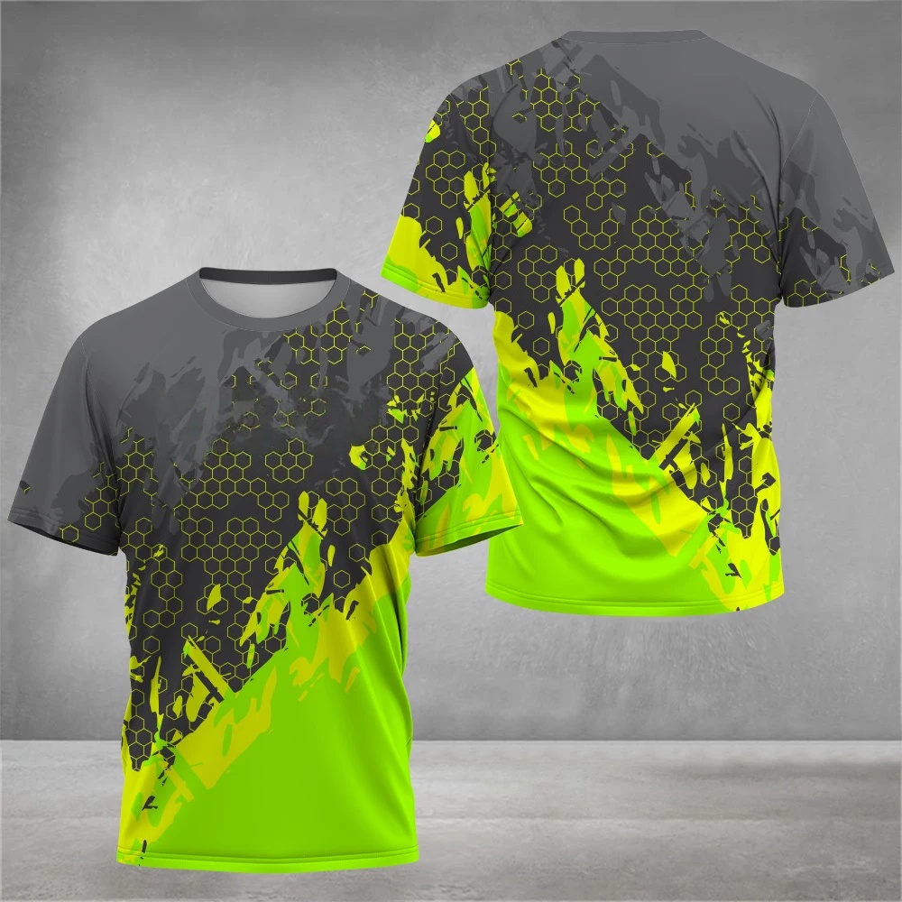 Camping Outdoor Clothing - 男性用アウトドアハイキングTシャツ、3Dプリントデザイン、登山、ランニング、トレンディなドライフィットキャンプウェア