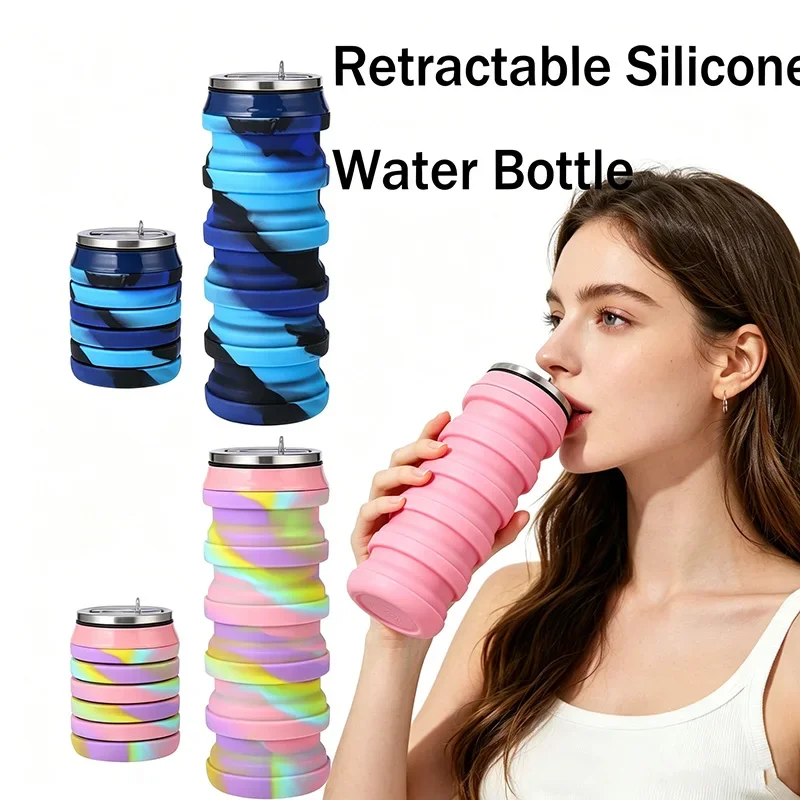Collapsible Water Bottle - 480ML収納式シリコン製ウォーターボトル折りたたみカップアウトドアトラベルスポーツドリンクボトルYDSH03