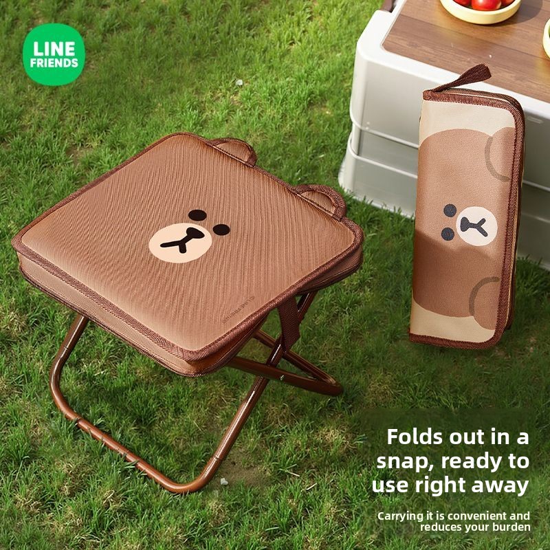Outdoor Camping Korea - ラインフレンズブラウンコニーサリーアニメ漫画かわいい折りたたみ椅子かわいいホームポータブル屋外キャンプミニスツールギフト卸売