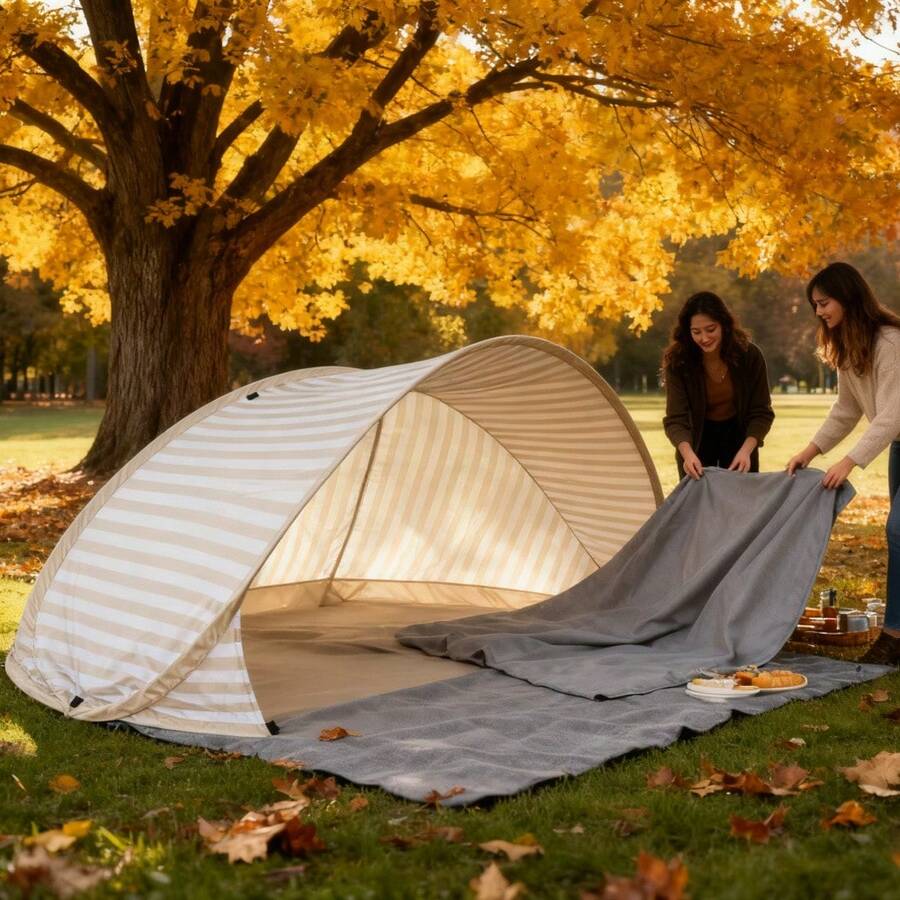 Outdoor Camping Automatic Quick Opening Tent - 2秒で設営可能な2人用ビーチテント！ 組み立て不要。 持ち運び可能なポップアップ式サンシェード、ビーチ、ピクニック、公園、キャンプ、家族での外出に最適な使いやすい屋外用キャノピー。