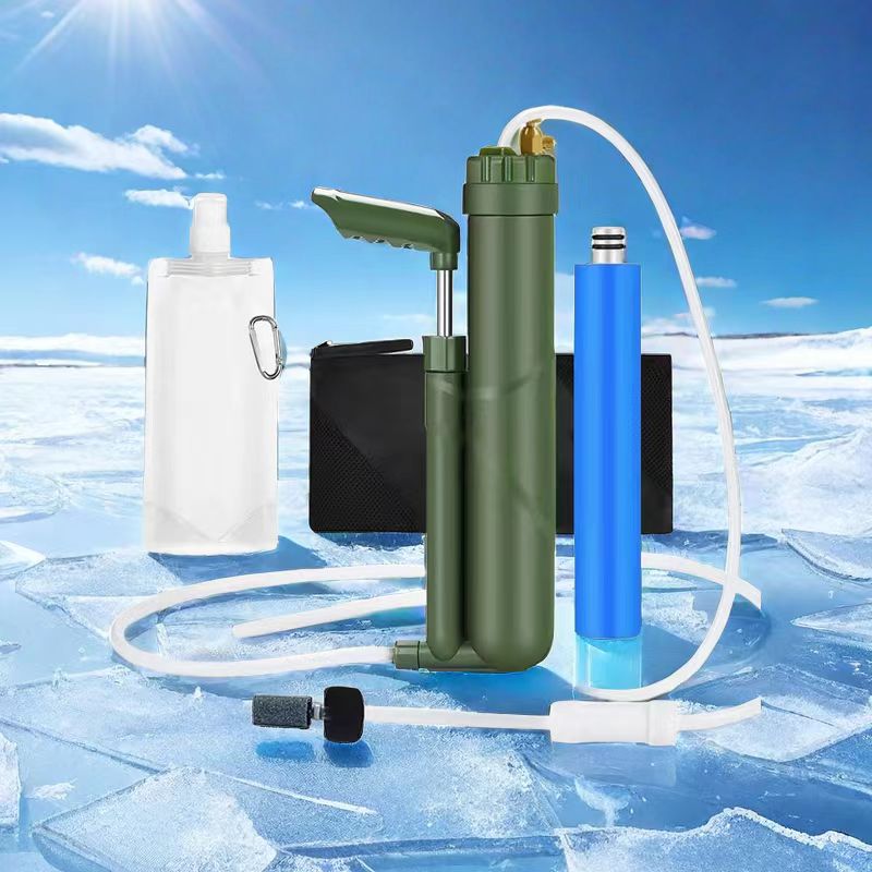 Outdoor Camping Water Filter - フィルター浄水器,逆浸透,屋外緊急サバイバルキット,ハイキング,キャンプ,旅行,手動ポンプ用