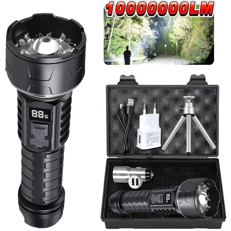 Outdoor Camping Lantern - COB LED 懐中電灯充電式ランタン 7 コアキャンプトーチ赤色光警告ランプ三脚を設置可能屋外ハイキング緊急時