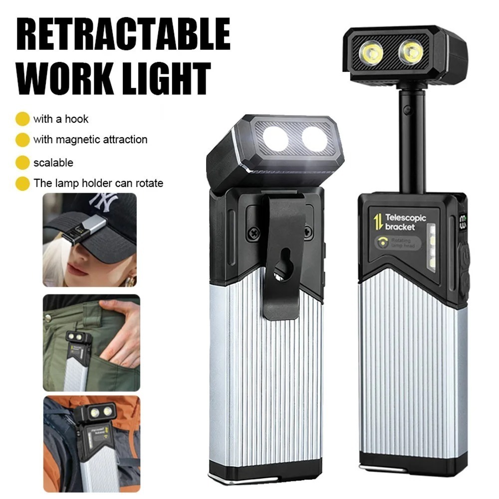 Camping Lantern - ポータブル180 ° 回転式拡張可能なLED懐中電灯、防水磁気吸着式作業灯、キャンプ、ランタン、釣り、ハイキング用