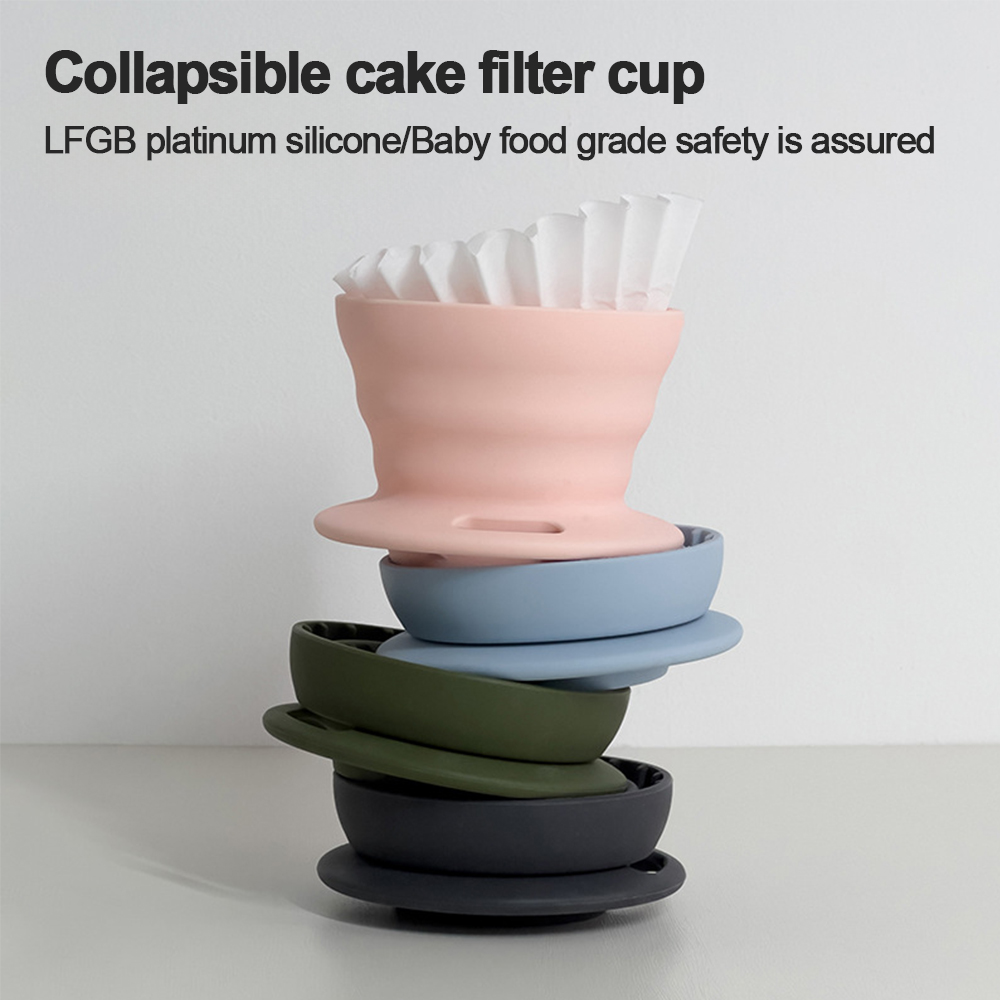 Collapsible Water Bottle - LFGB食品グレード折りたたみ式シリコンコーヒードリッパー – 旅行、オフィス、家庭用折りたたみ式フィルターカップ、LFGB安全認証、2～4カップ用