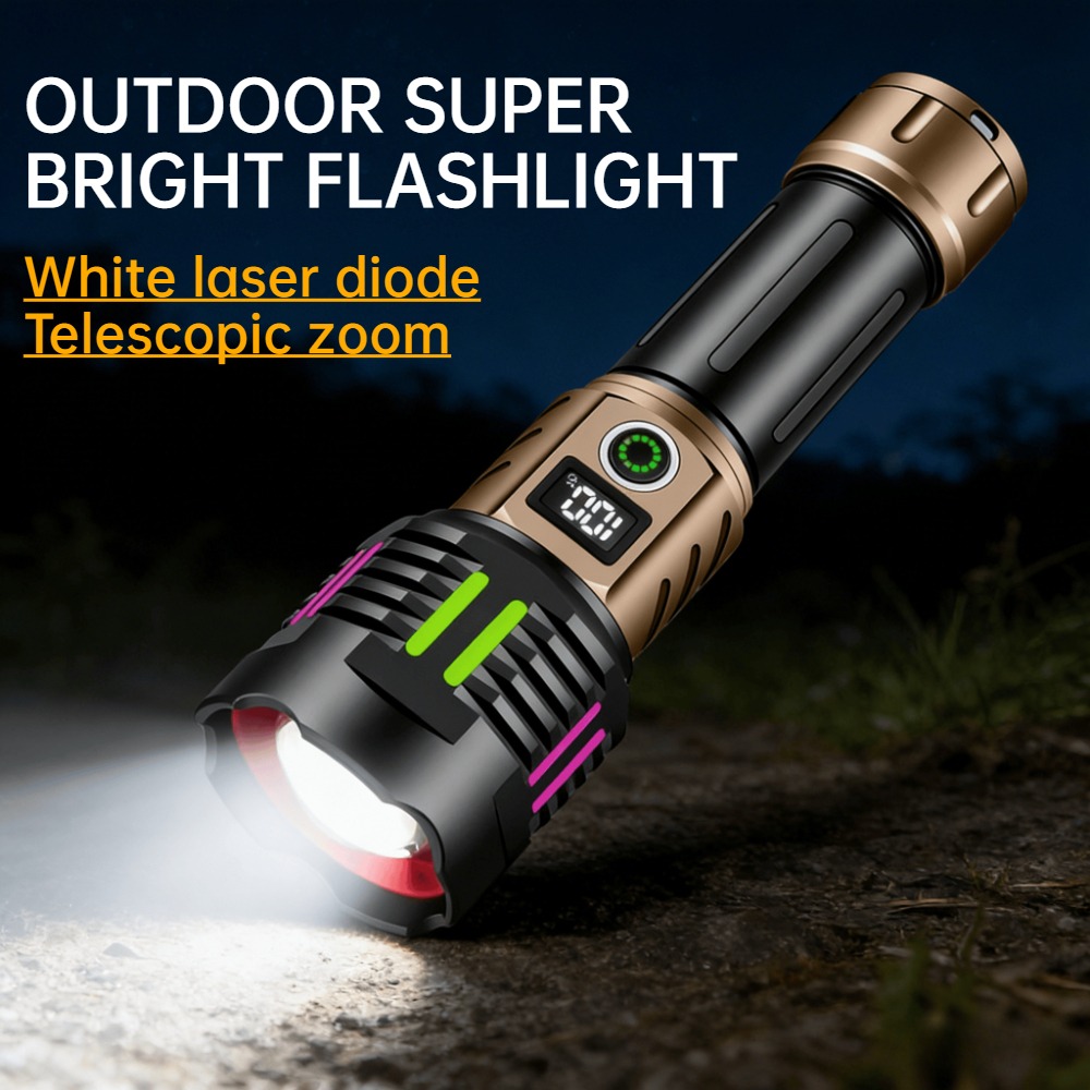 Outdoor Camping Lantern - 超高輝度白色光 LED 懐中電灯 Type-C 充電伸縮ズーム防水トーチ屋外ハイキングパトロールキャンプランタン