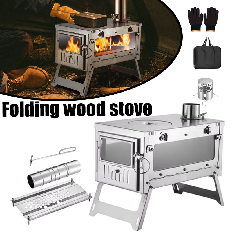 430 ステンレス鋼ポータブルテントストーブ折りたたみ式サイ - Outdoor Camping Stove Wood のレビューと価格