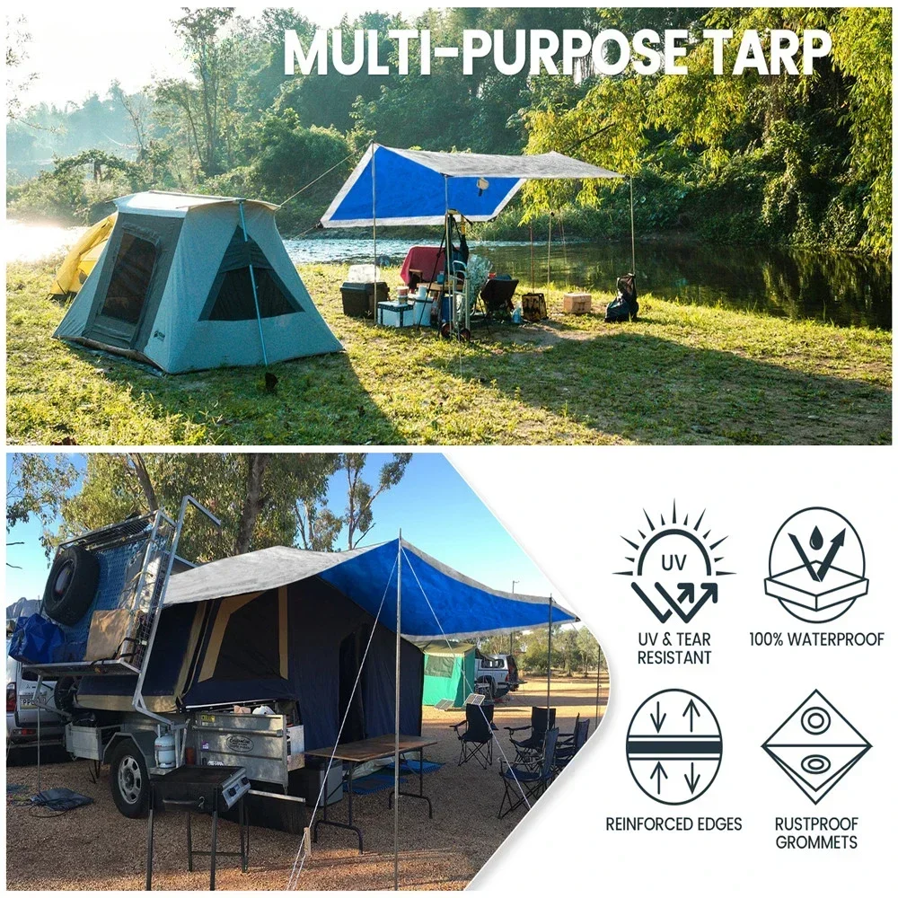 大型PEターポリン防水シートカバー、強化グロメット付き、プー - Waterproof Tarp Shelter のレビューと価格