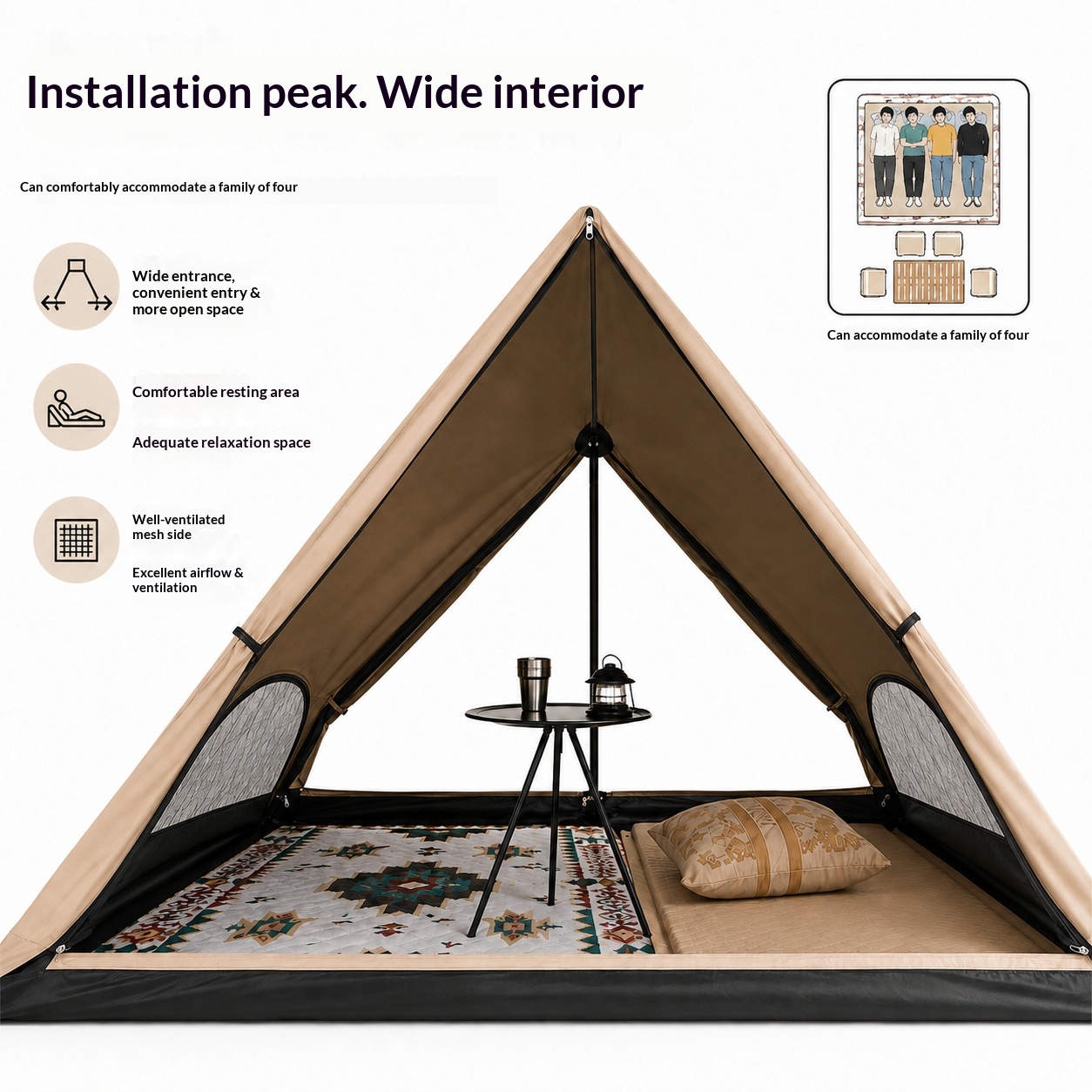 自動三角テント、わずか3秒で設営できるアウトドアキャンプテン - Outdoor Camping Automatic Quick Opening Tent のレビューと価格