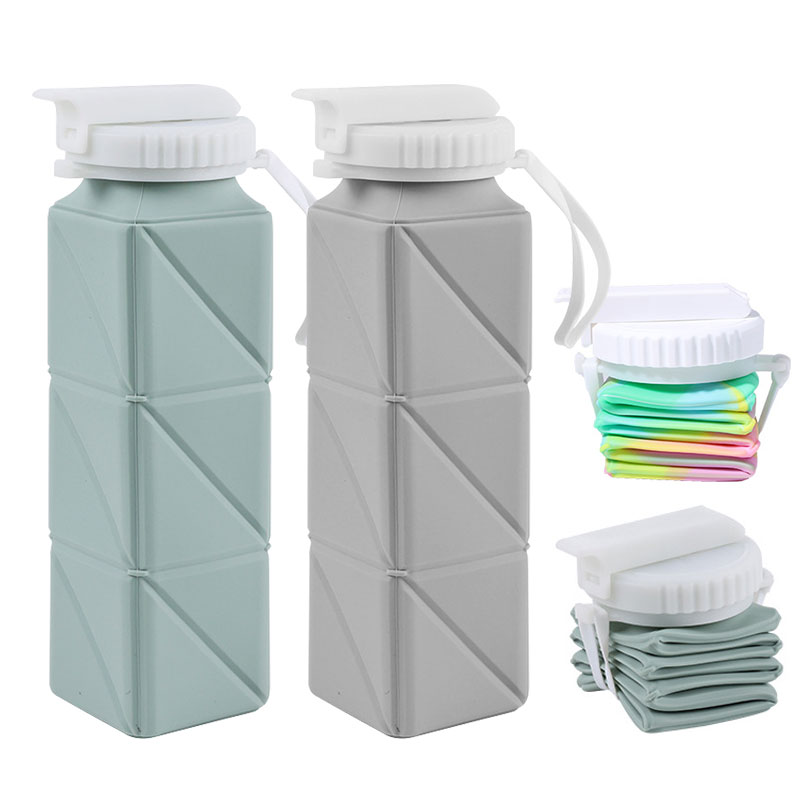 ストロー蓋付き折りたたみ式ウォーターボトル、シリコン、折りた - Collapsible Water Bottle のレビューと価格