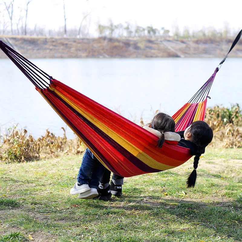 キャンバス製木製スティックハンモック屋外キャンプ用吊り下げベ - Outdoor Indoor Camping のレビューと価格