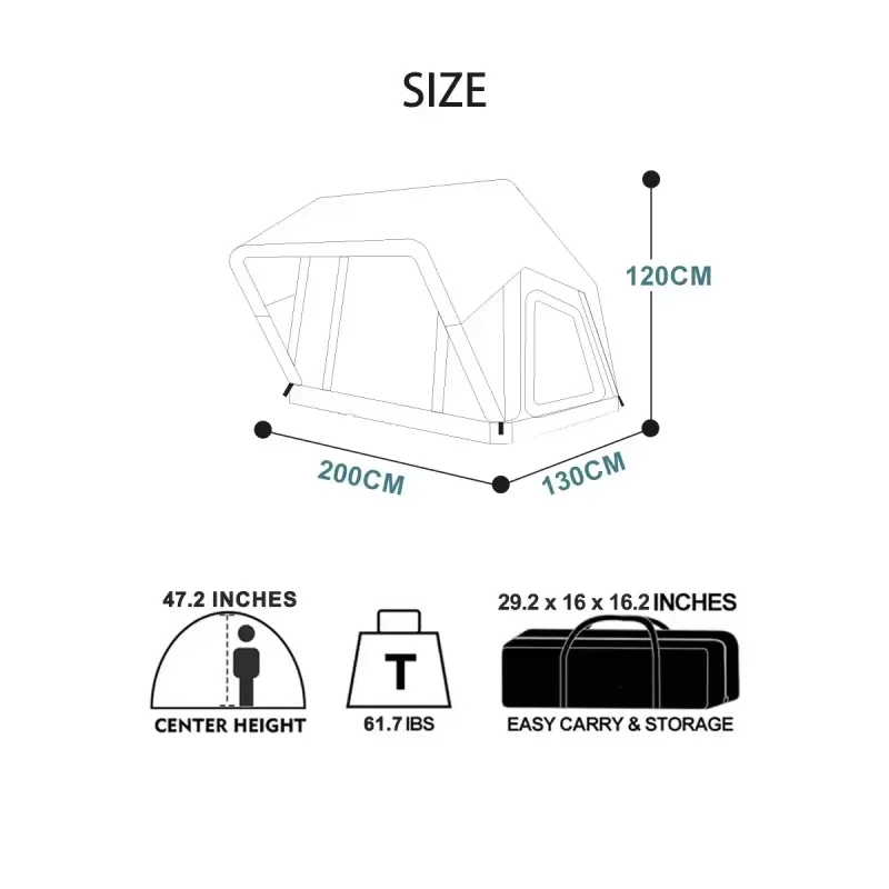 屋外用インフレータブルルーフトップテント、設置不要、全自動、 - Outdoor Camping Inflatable Tent のレビューと価格