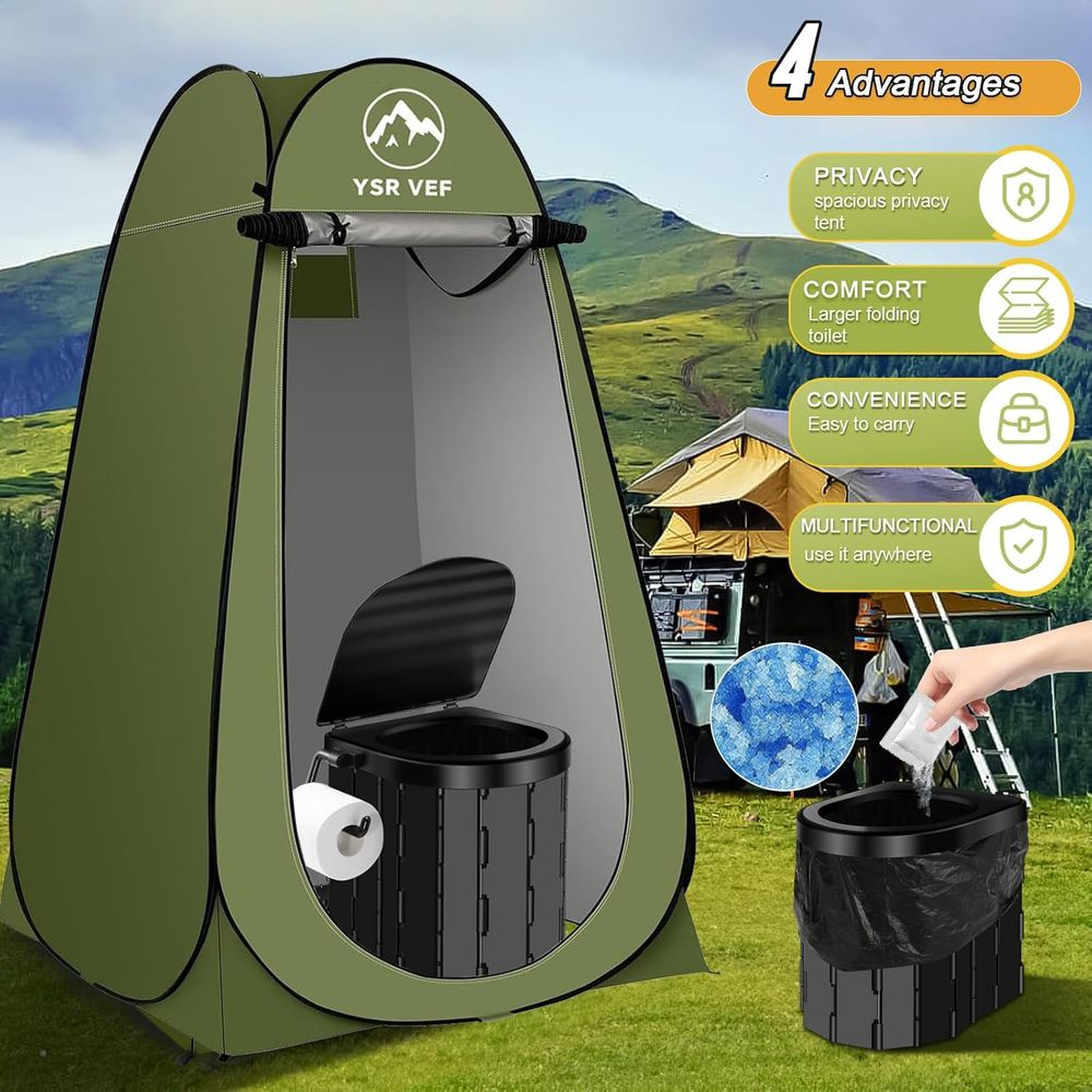 ポータブルトイレキット、ポップアップ式プライバシーテントとう - Outdoor Camping Bag のレビューと価格