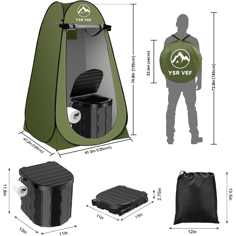 ポータブルトイレキット、ポップアップ式プライバシーテントとう - Outdoor Camping Bag のレビューと価格