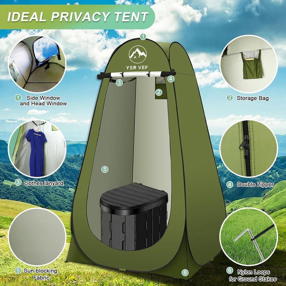 ポータブルトイレキット、ポップアップ式プライバシーテントとう - Outdoor Camping Bag のレビューと価格