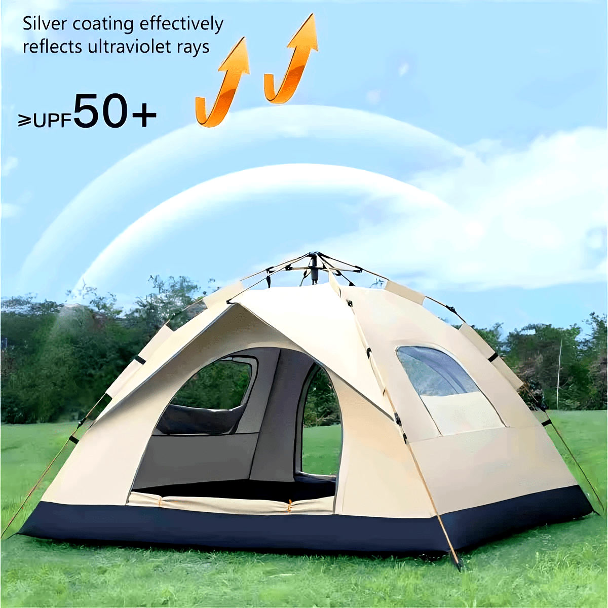 自動クイックオープンシルバーコーティングテント、防水UVカッ - Outdoor Camping Automatic Quick Opening Tent のレビューと価格