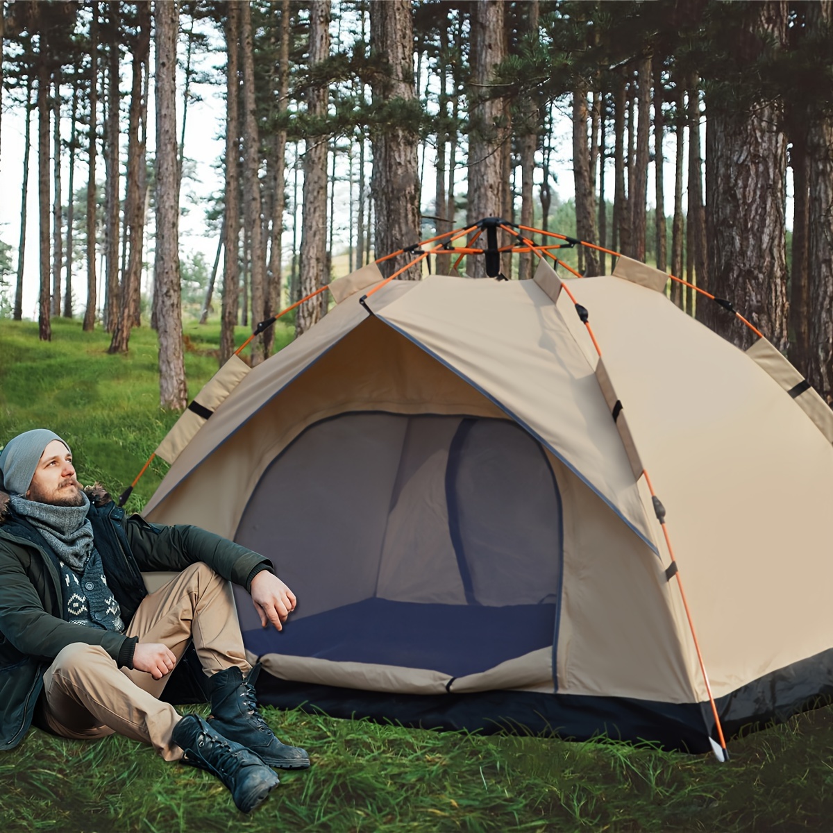 自動クイックオープンシルバーコーティングテント、防水UVカッ - Outdoor Camping Automatic Quick Opening Tent のレビューと価格