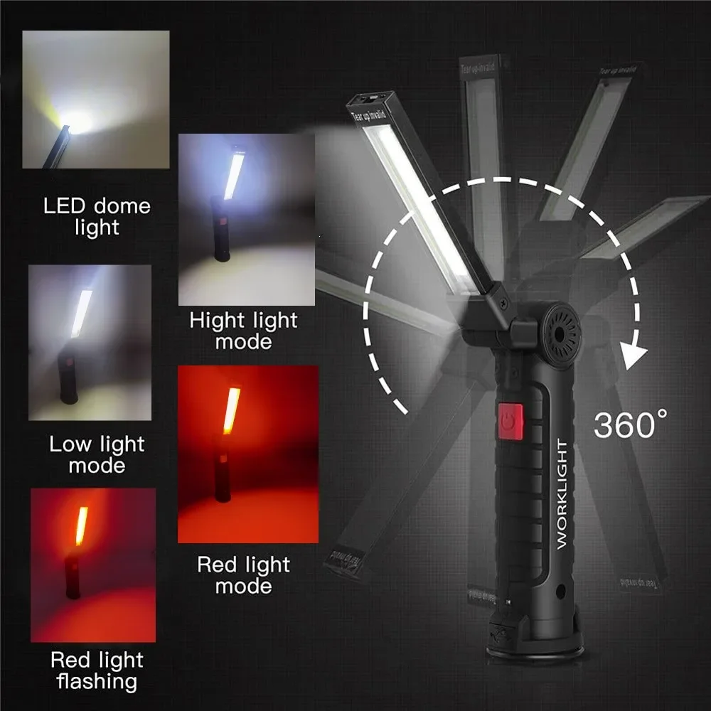 ポータブル COB LED 懐中電灯 USB 充電式ワークラ - Camping Lantern のレビューと価格