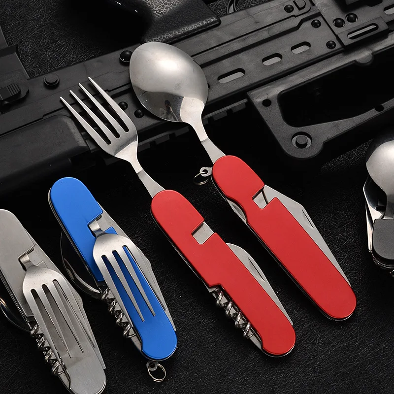 4 in 1 折りたたみ食器取り外し可能なキャンプ用品ステン - Camping Quiet のレビューと価格