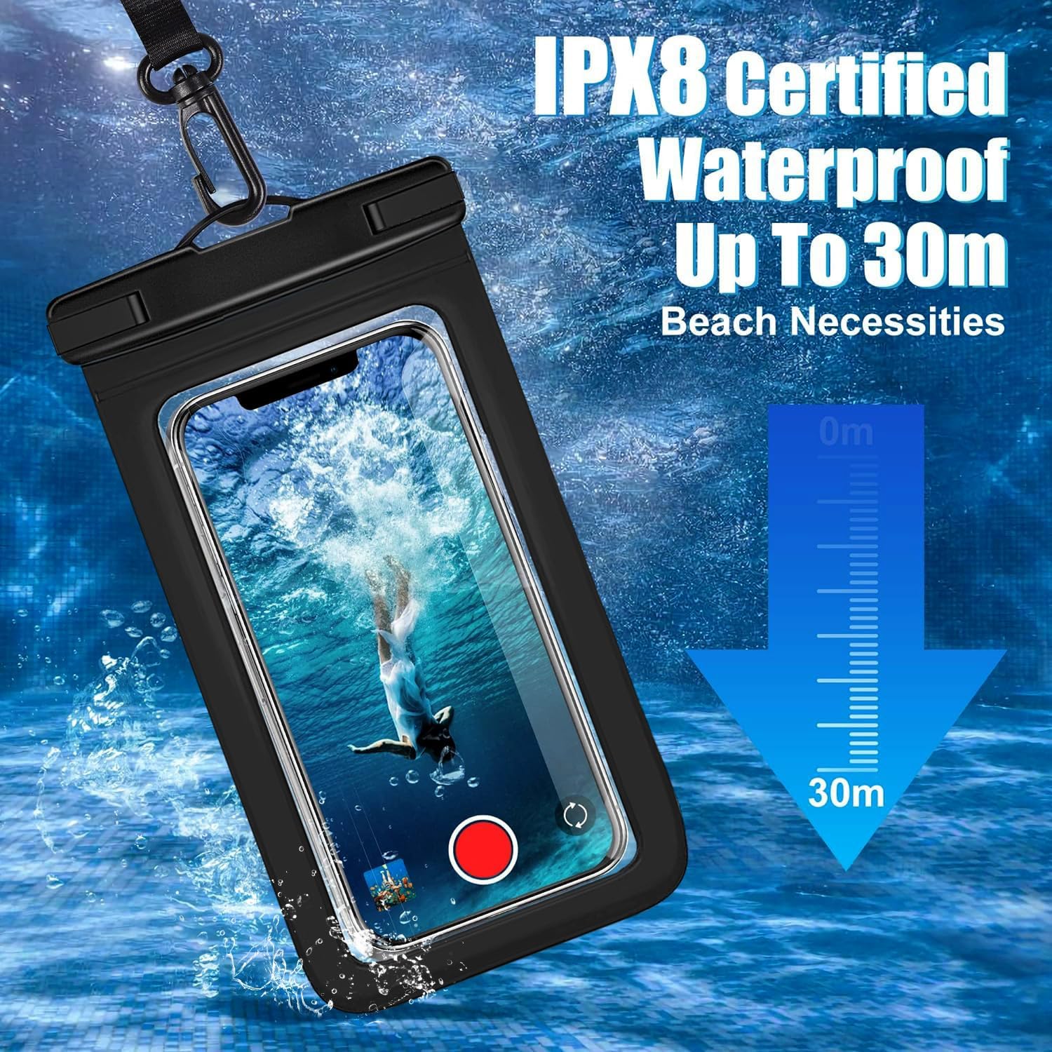 3パック マルチカラー IPX8 防水電話ポーチ HDタッチ - Outdoor Camping Bag のレビューと価格