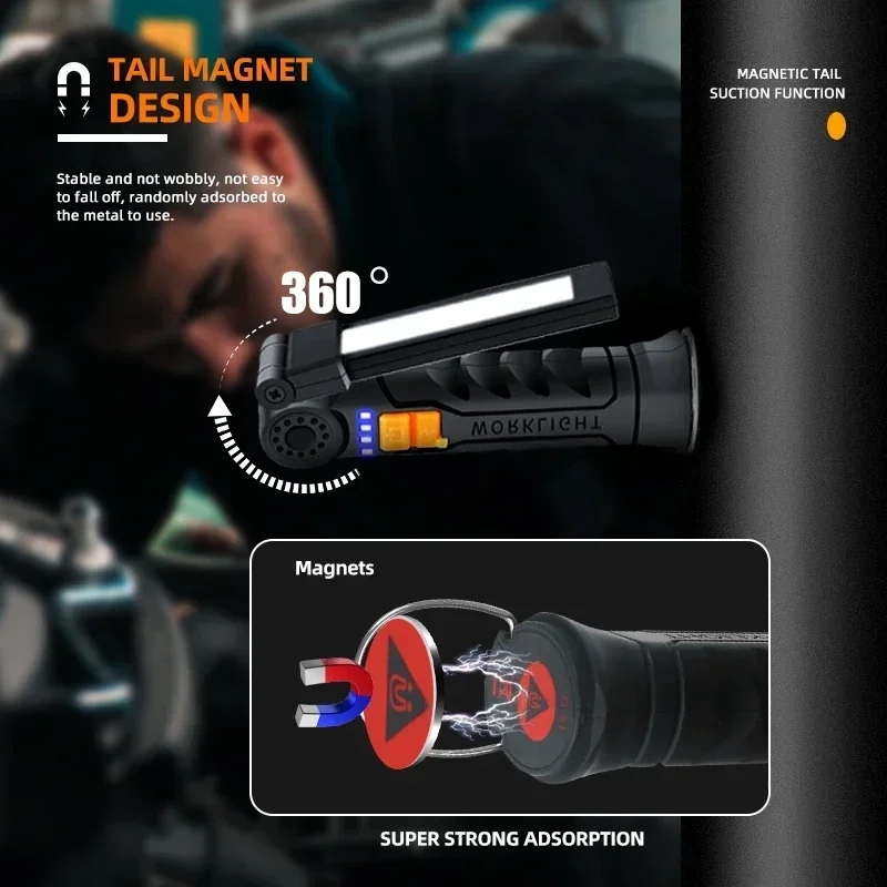 ポータブル COB LED 懐中電灯 USB 充電式ワークラ - Camping Lantern のレビューと価格