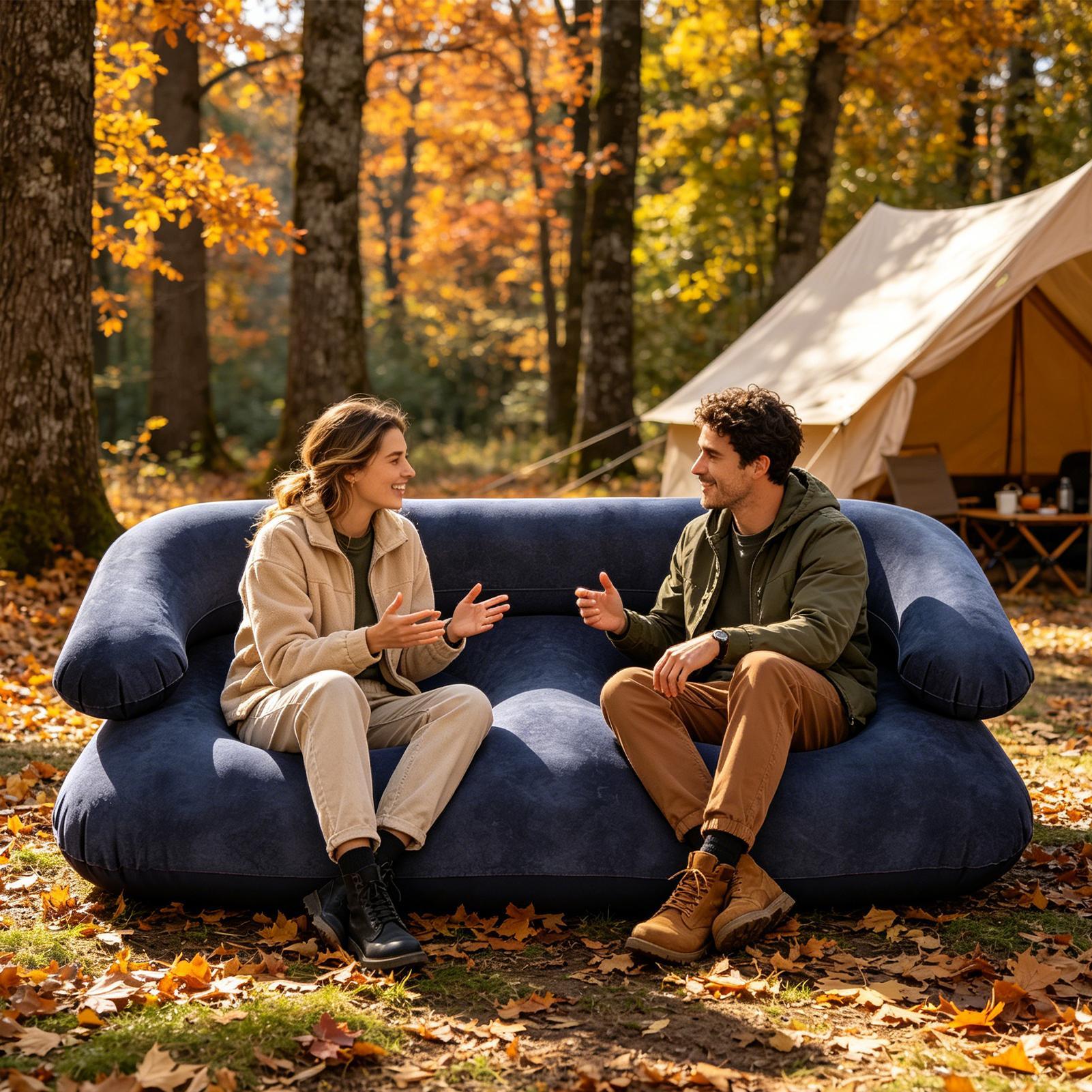 ダブルインフレータブルエアソファ2人掛けレイジーカウチヘビー - Outdoor Indoor Camping のレビューと価格