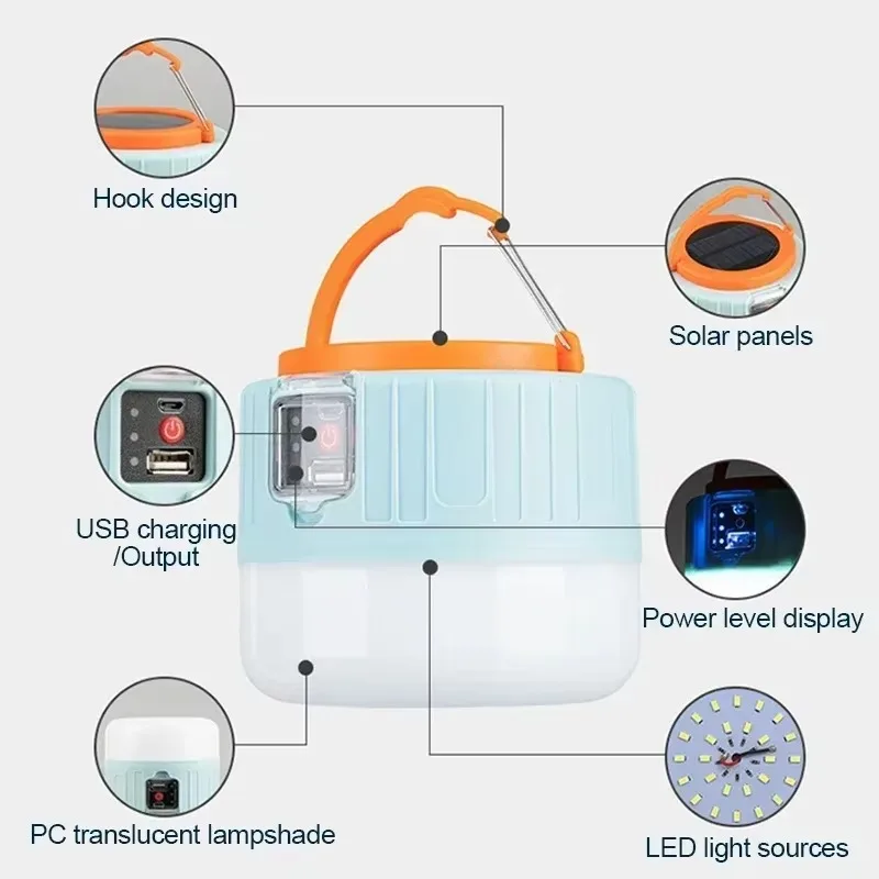 ソーラーキャンプランタン 充電式LEDポータブルワークライト - Outdoor Camping Lantern のレビューと価格