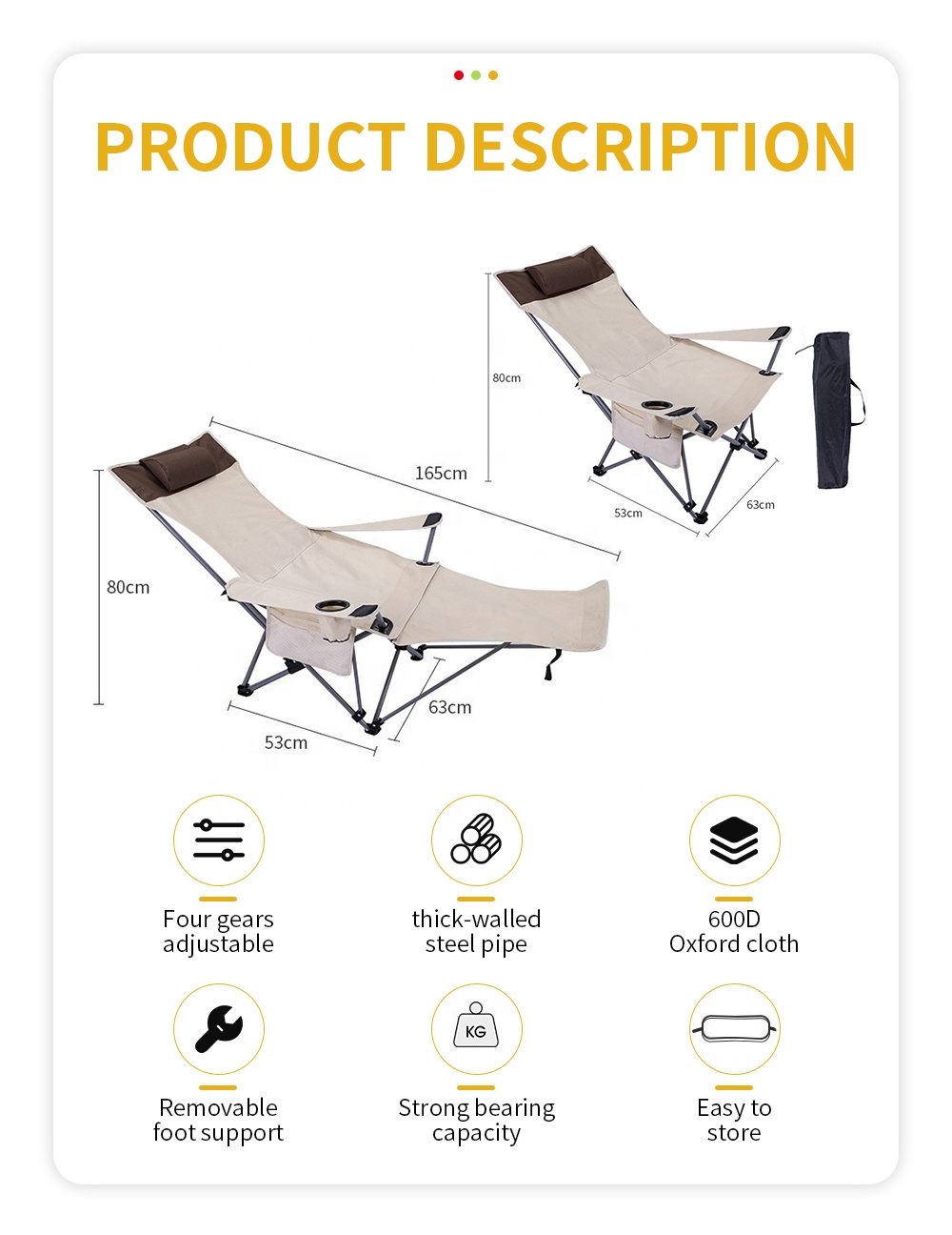 ポータブル折りたたみリクライニングチェア 軽量調節可能チェア - Outdoor Camping Folding Chairs のレビューと価格