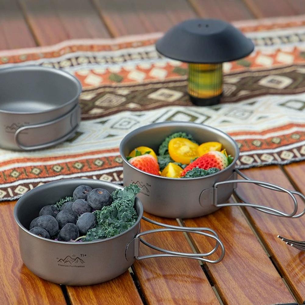 屋外用チタン製キャンプポット ポータブル折りたたみハンドル付 - Outdoor Camping Korea のレビューと価格
