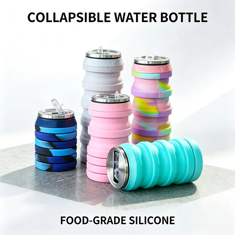 480ML収納式シリコン製ウォーターボトル折りたたみカップア - Collapsible Water Bottle のレビューと価格