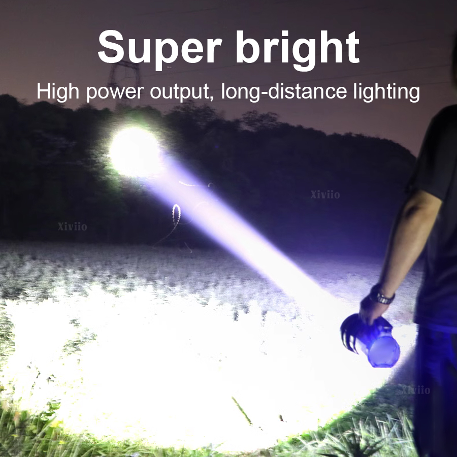2025 新強力な検索懐中電灯充電式戦術トーチ 200000 - Camping Lantern のレビューと価格
