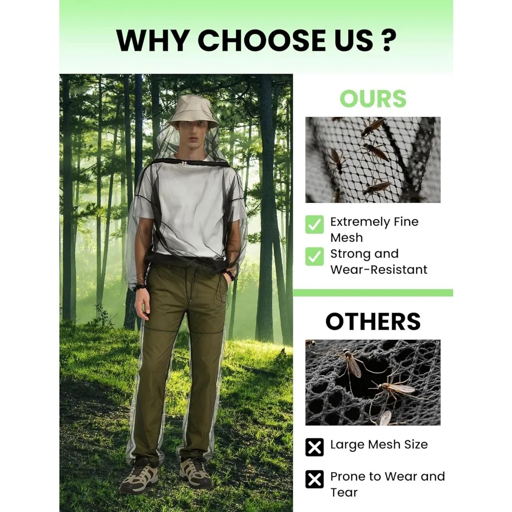屋外蚊よけスーツ防虫メッシュフード付きジャケット釣りキャンプ - Camping Outdoor Clothing のレビューと価格