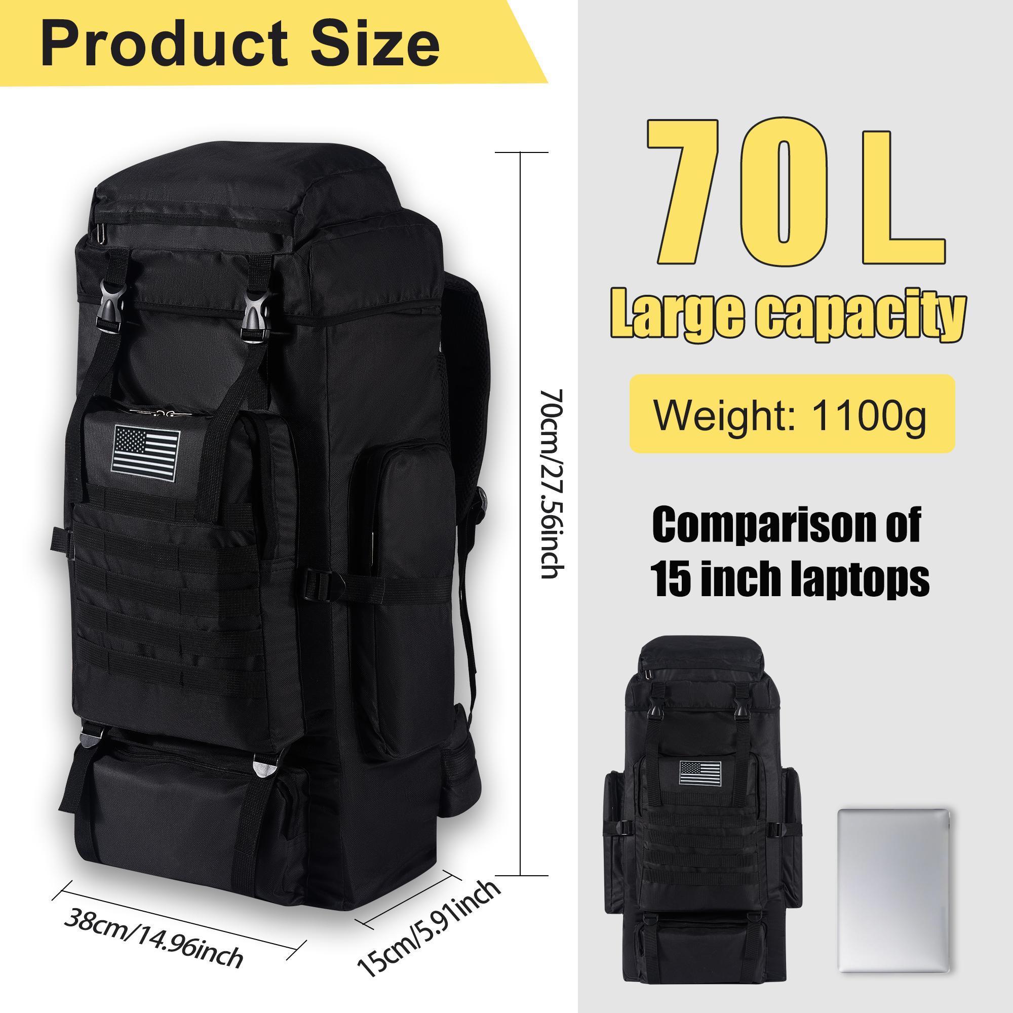 70L プロフェッショナルハイキングバックパック 大容量 人 - Outdoor Camping Bag のレビューと価格