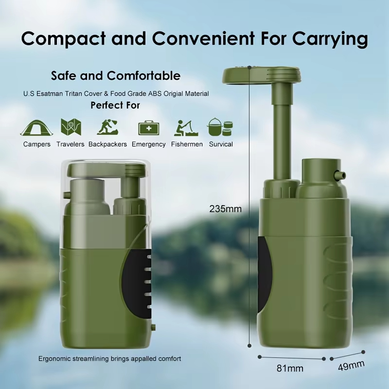 屋外用浄水器 直接飲用ポータブル浄水器 キャンプ用浄水器ポン - Outdoor Camping Water Filter のレビューと価格