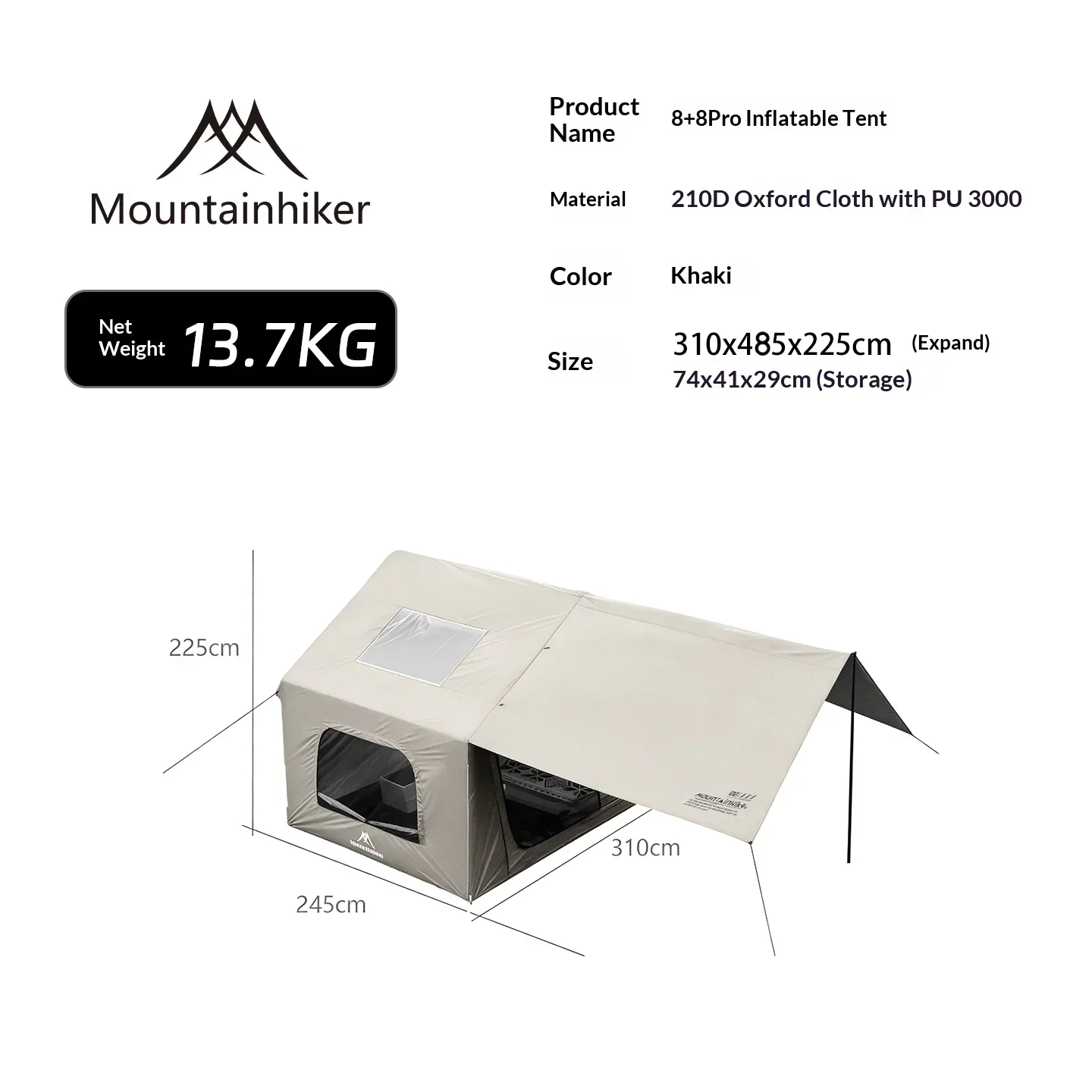 8+8 ㎡   マウンテンハイカー インフレータブルキャンプ - Outdoor Camping Inflatable Tent のレビューと価格