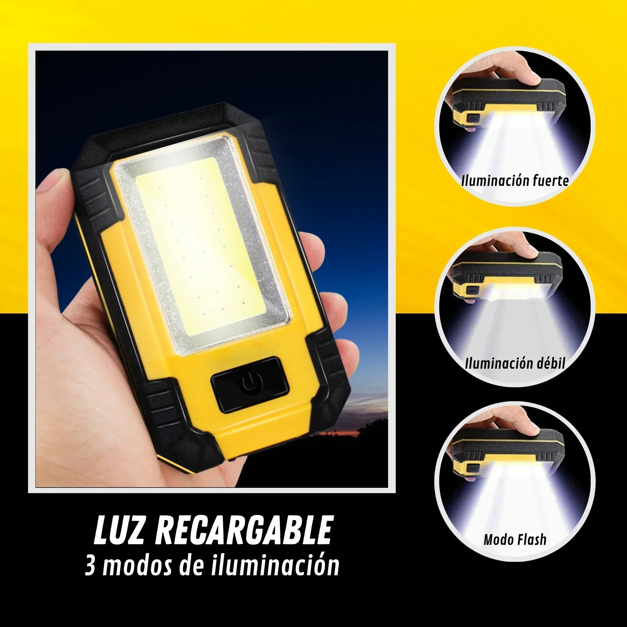 ポータブル4000mAh充電式作業灯 超高輝度COB懐中電灯 - Outdoor Camping Lantern のレビューと価格