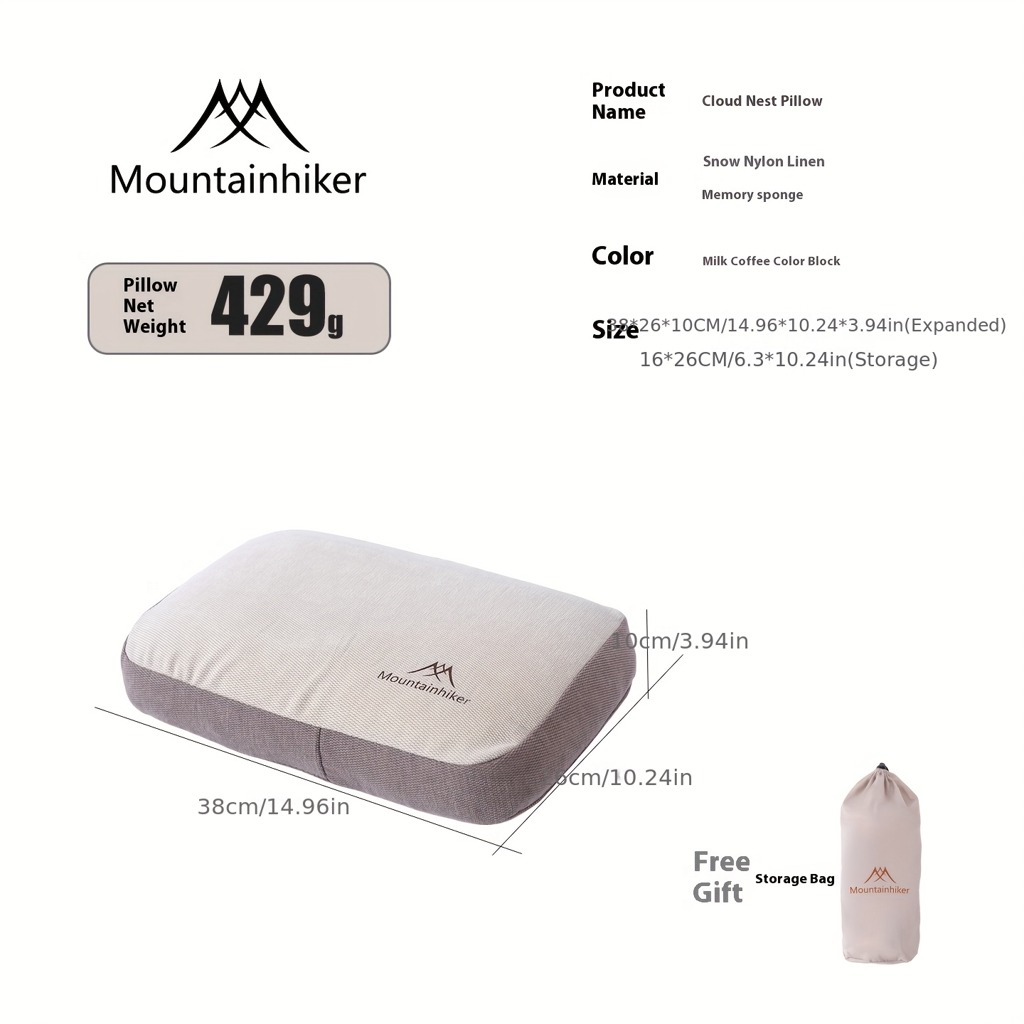 マウンテンハイカー 自動膨張式スポンジ枕 柔らかく、静かで、 - Camping Quiet のレビューと価格
